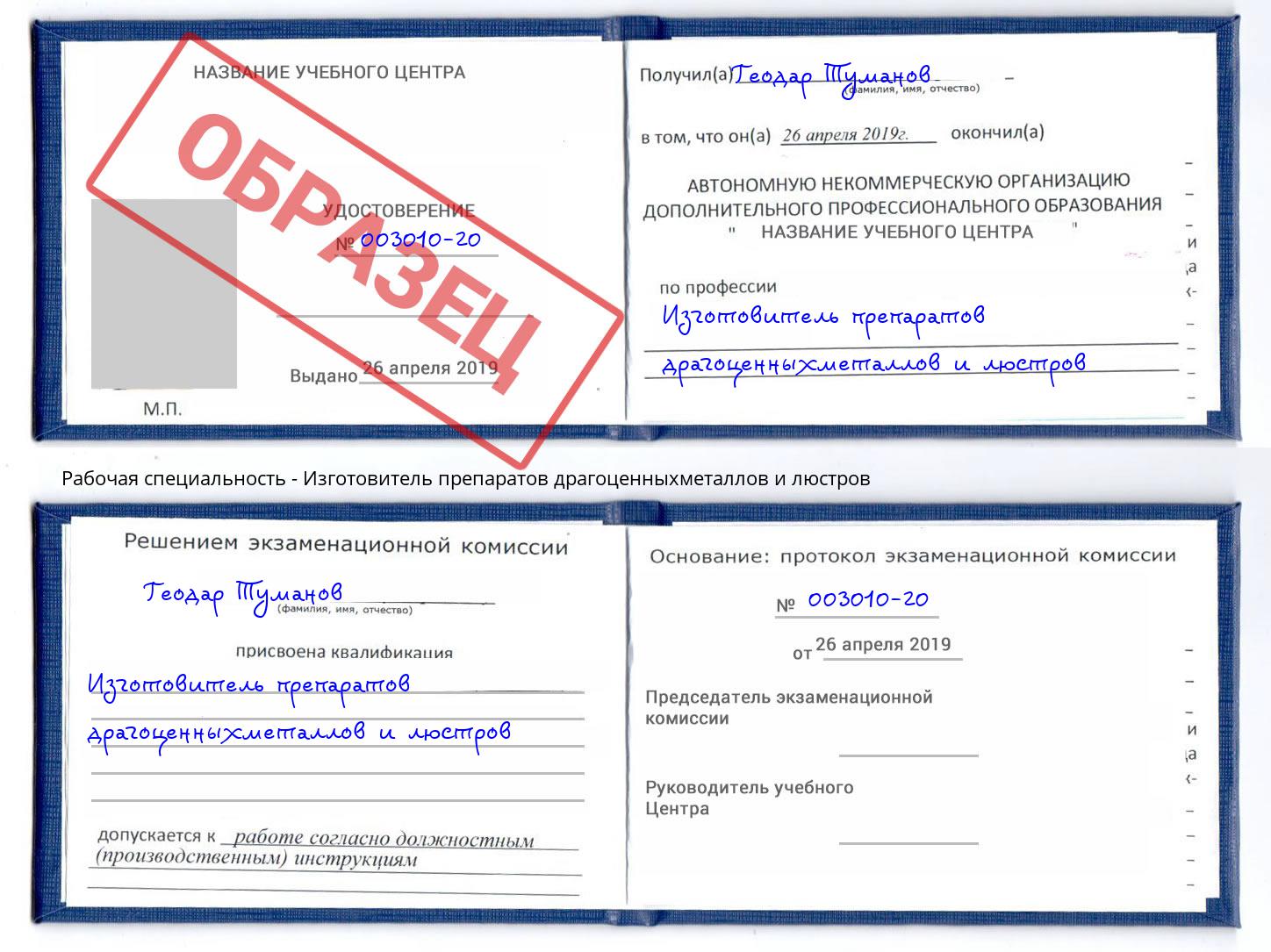 Изготовитель препаратов драгоценныхметаллов и люстров Усть-Лабинск