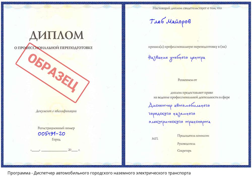 Диспетчер автомобильного городского наземного электрического транспорта Усть-Лабинск