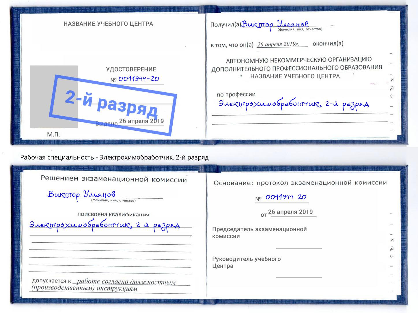 корочка 2-й разряд Электрохимобработчик Усть-Лабинск